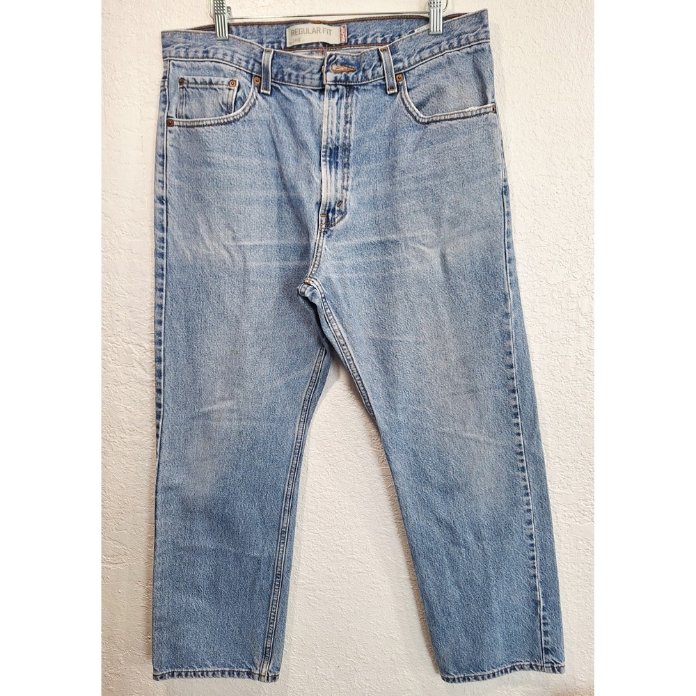 Levis 505 Regular Fit Mens Jeans 36x30 Light Wash Blue Straight Leg Denim